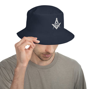 Master Mason Blue Lodge Bucket Hat - Black & Navy - Bricks Masons