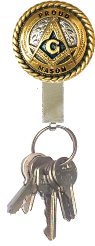 Master Mason Blue Lodge Pocket Key Holder - Proud Mason Gold & Blue - Bricks Masons