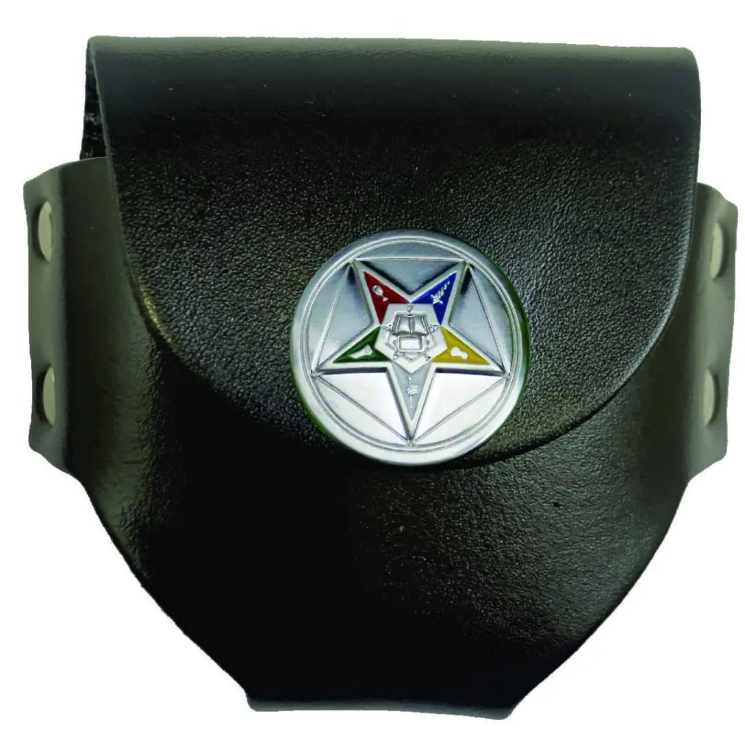 OES Snuff Can Holder - Genuine Leather & Belt Loop With Rivets - Bricks Masons