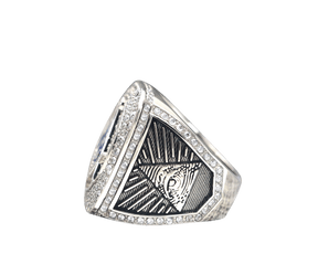 Master Mason Blue Lodge Ring - Sterling Silver With Rhinestones - Bricks Masons