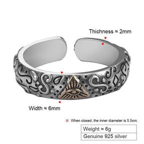 Eye Of Providence Ring - Adjustable 925 Sterling Silver - Bricks Masons