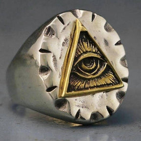 Eye Of Providence Ring - Stainless Steel Silver & Gold - Bricks Masons