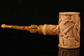 Master Mason Blue Lodge Meerschaum Pipe - Handcrafted Gavel Shape - Bricks Masons