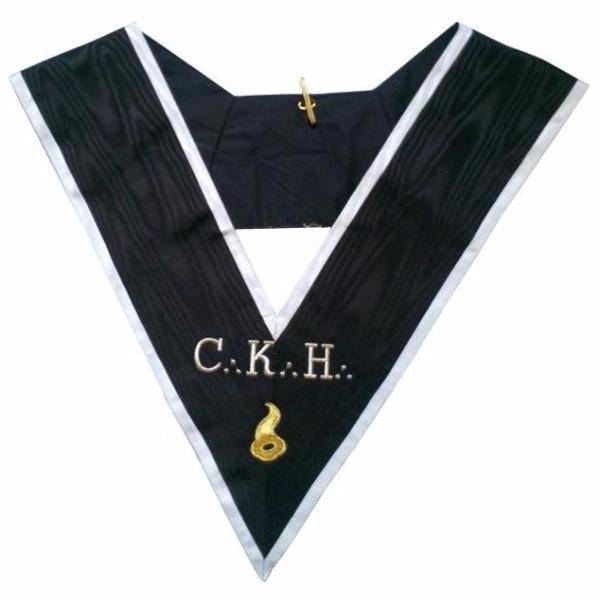 Grand Maître des Banquets 30th Degree French Collar - Black Moire with White Borders - Bricks Masons