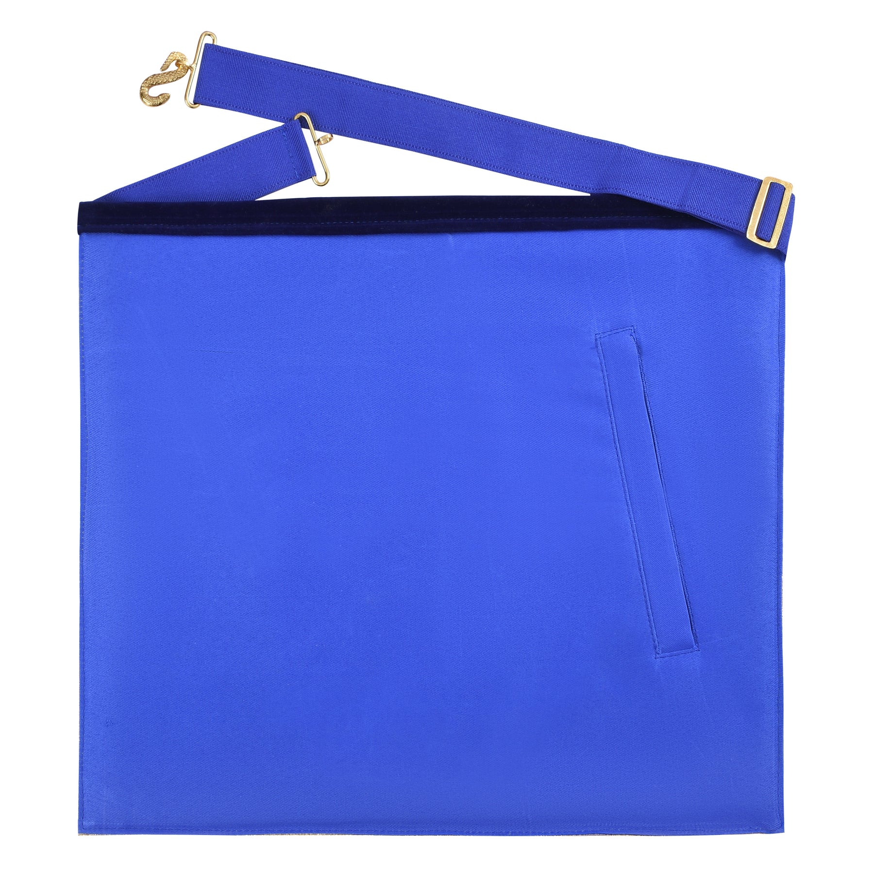 Grand Master Blue Lodge Apron - Royal Blue Velvet With Gold Metal Badge - Bricks Masons