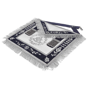 Grand Past Master Blue Lodge Apron - Blue Velvet With Silver Rayon Fringe - Bricks Masons