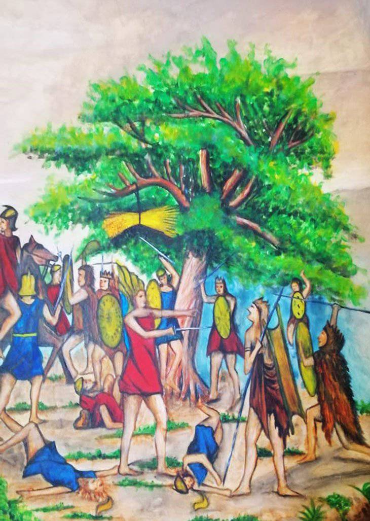 Hand-Painted Apron - A Sheaf of Corn Suspended Near a Waterfall 24"x18" Poster - Bricks Masons