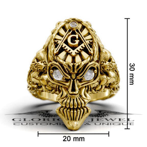 Master Mason Blue Lodge Ring - Skull Shape Various Colors & Materials - Bricks Masons