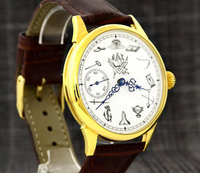 Master Mason Blue Lodge Wristwatch -  All-Seeing Eye - Bricks Masons