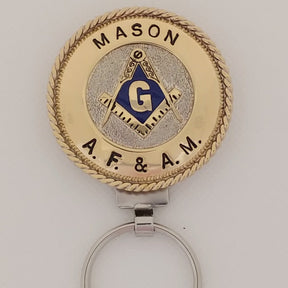 Master Mason Blue Lodge Keychain - Handcrafted AF & AM Gold Square & Compass G - Bricks Masons