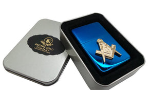 Master Mason Blue Lodge Lighter - Personalised in Metal Gift Case Custom Engraved - Bricks Masons