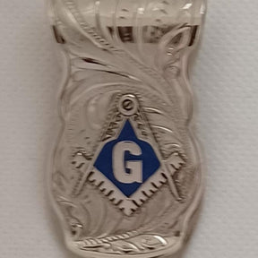 Master Mason Blue Lodge Money Clip - Silver & Blue Nickel Square & Compass G - Bricks Masons