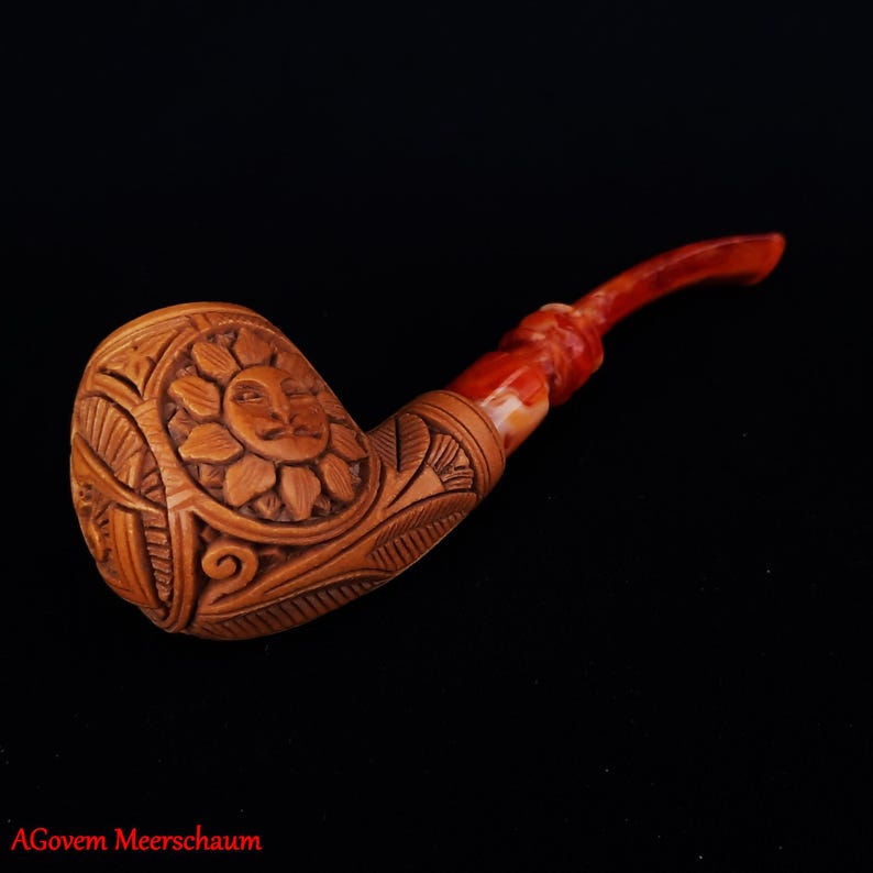 Master Mason Blue Lodge Meerschaum Pipe - Eye of Providence With Square & Compass G - Bricks Masons