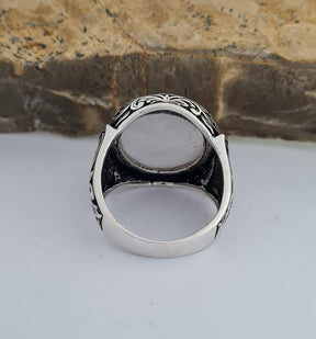 Master Mason Blue Lodge Ring - Handmade Sterling Silver Mother of Pearl - Bricks Masons