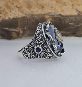Master Mason Blue Lodge Ring - Blue Sapphire - Bricks Masons