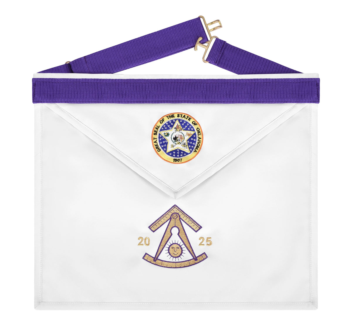 Past Master Blue Lodge Apron - Great Seal Of The State Of Oklahoma - Bricks Masons