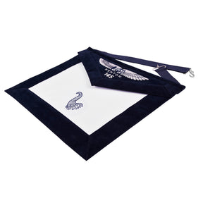 Junior Steward Blue Lodge Officer Apron - Kenton Lodge Navy Velvet With Silver Embroidery Thread - Bricks Masons