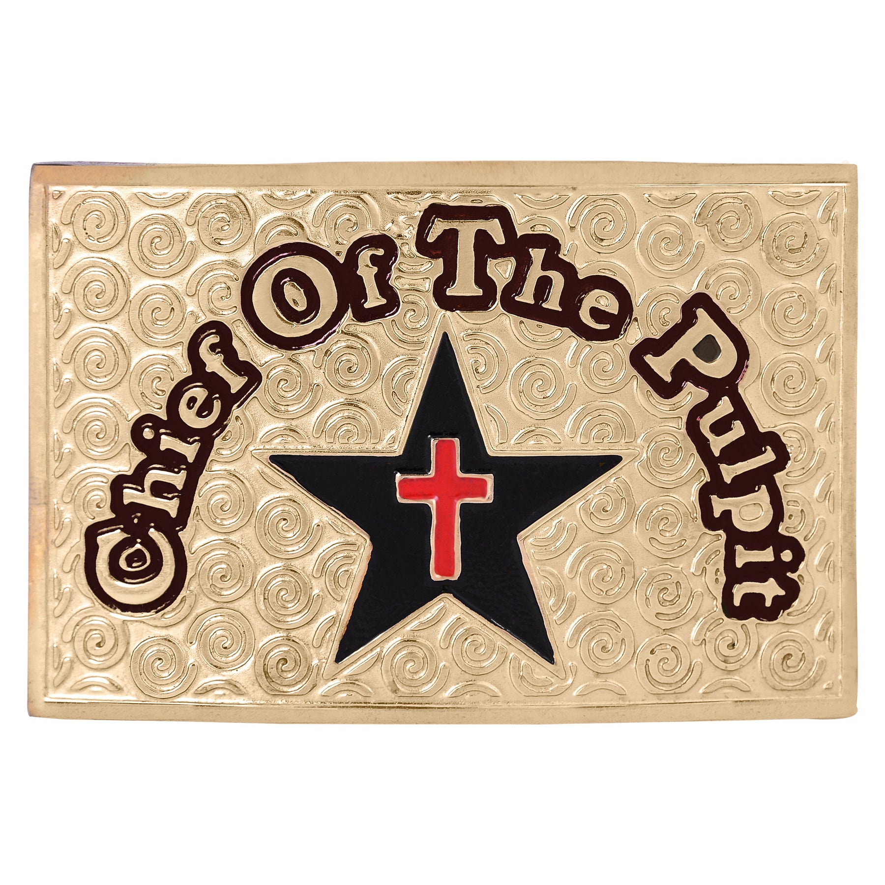 Knights Templar Commandery Belt Buckle - Chief Of The Pulpit Gold Plated - Bricks Masons