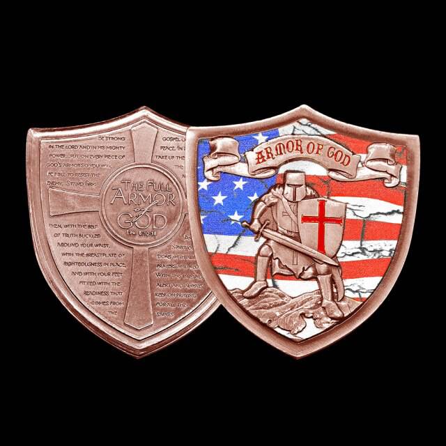 Knights Templar Coin - Armor of God Ephesians 6:10-18 Shield Cross - Bricks Masons