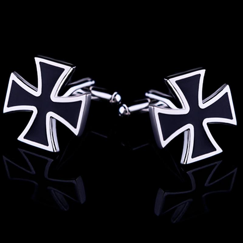 Knights Templar Cufflink - Black Silver High Quality - Bricks Masons
