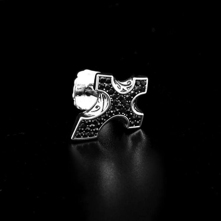 Knights Templar Cufflink - Electroplated Black Rhinestones Filled Cross - Bricks Masons
