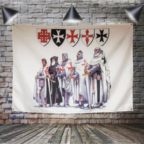 Knights Templar Flag - Warriors White - Bricks Masons
