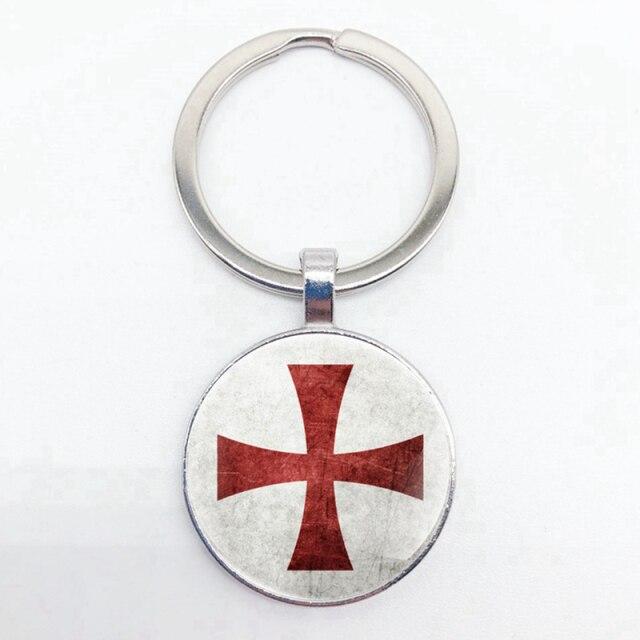 Knights Templar Keychain - Red Cross On White Background - Bricks Masons