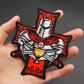 Knights Templar Patch - HANDMADE Holy Grail Christian Crusader Embroidered - Bricks Masons