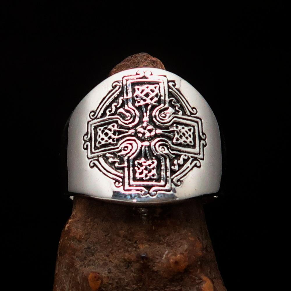 Knights Templar Ring - Antique Cross Sterling Silver - Bricks Masons