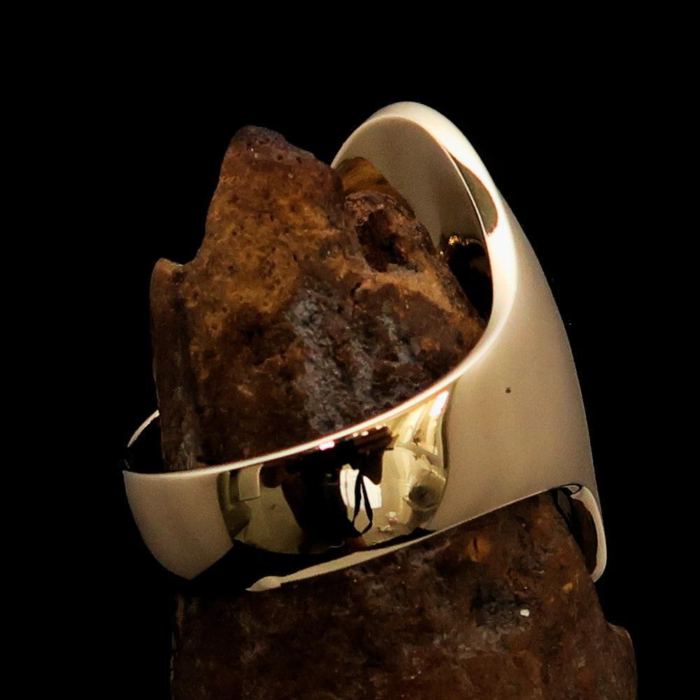 Knights Templar Ring - Gold Brass Ring With Cross - Bricks Masons