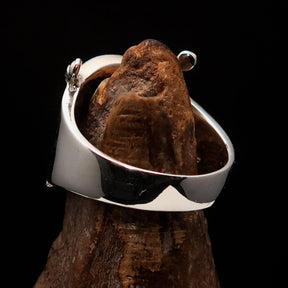 Knights Templar Ring - Green Templar Shield Cross Sterling Silver - Bricks Masons