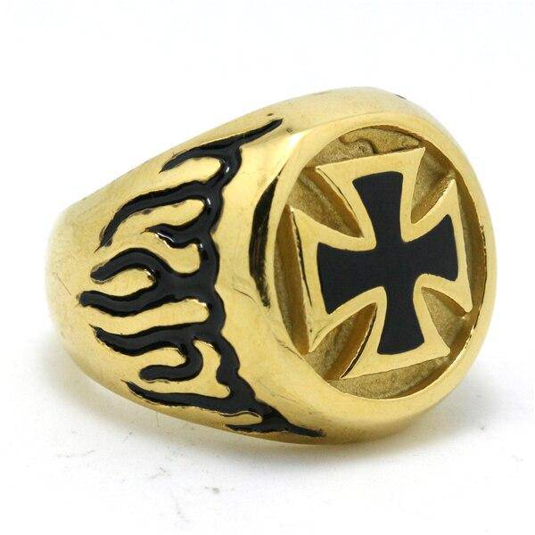 Knights Templar Ring - Retro Vintage - Gold - Bricks Masons