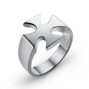 Knights Templar Ring - Stainless Steel Polished Signet [Silver, Black, Gold] - Bricks Masons