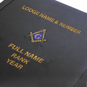 Master Mason Blue Lodge Apron Case -  Hand Embroidery Personalization Various Sizes & Materials - Bricks Masons