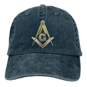 Master Mason Blue Lodge Baseball Cap - Compass and Square G Adjustable - Bricks Masons