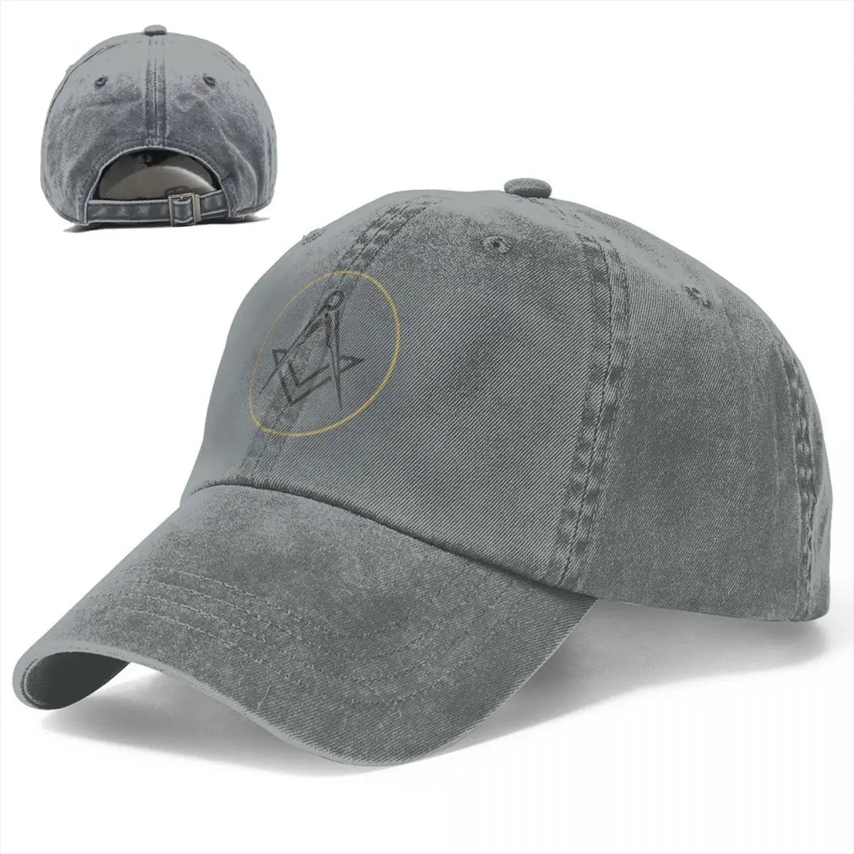 Master Mason Blue Lodge Baseball Cap - Gold Circle With Black Square & Compass - Bricks Masons