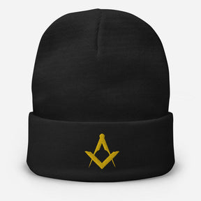 Master Mason Blue Lodge Beanie - Square and Compass Golden Embroidery - Bricks Masons