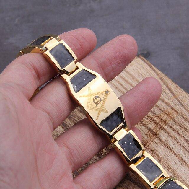 Master Mason Blue Lodge Bracelet - Compass And Square G Carbon Fiber Magnetic Men - Bricks Masons