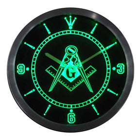 Master Mason Blue Lodge Clock - LED Quartz - Bricks Masons