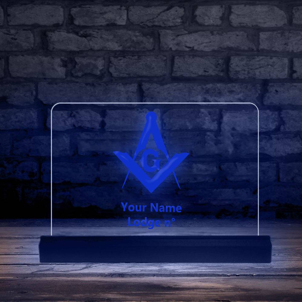 Master Mason Blue Lodge LED Sign - 3D Glowing light - Bricks Masons