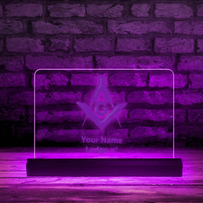 Master Mason Blue Lodge LED Sign - 3D Glowing light - Bricks Masons