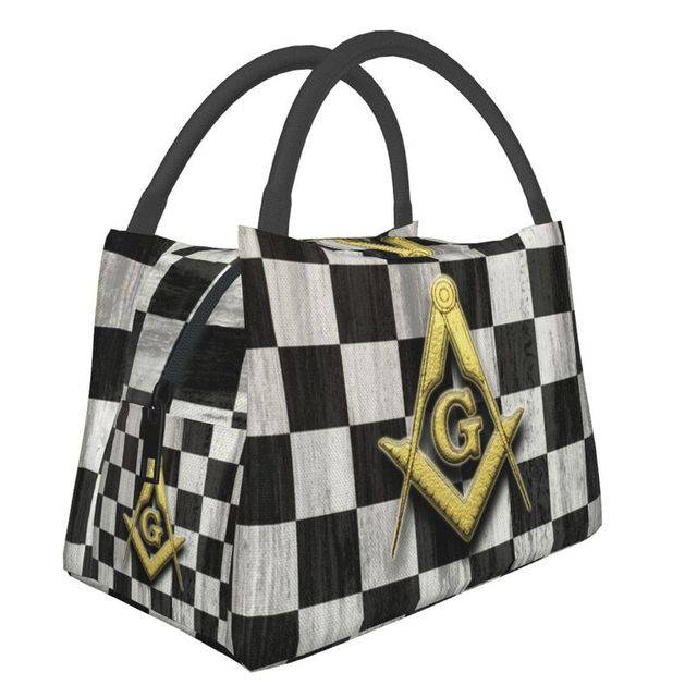 Master Mason Blue Lodge Lunch Bag - Square & Compass with G Portable Insulated - Bricks Masons