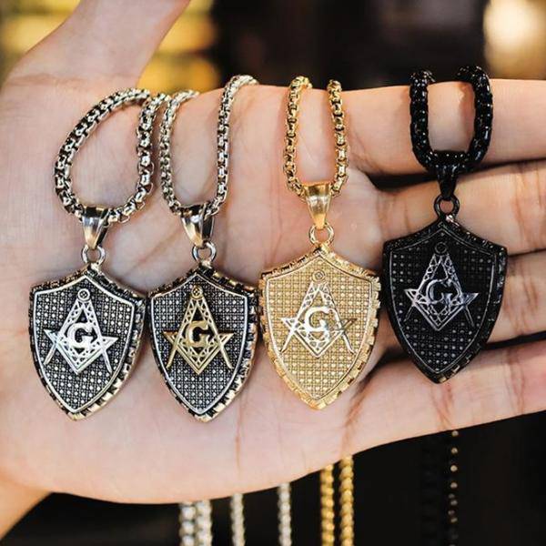 Master Mason Blue Lodge Necklace - Multiple Colors Shield - Bricks Masons