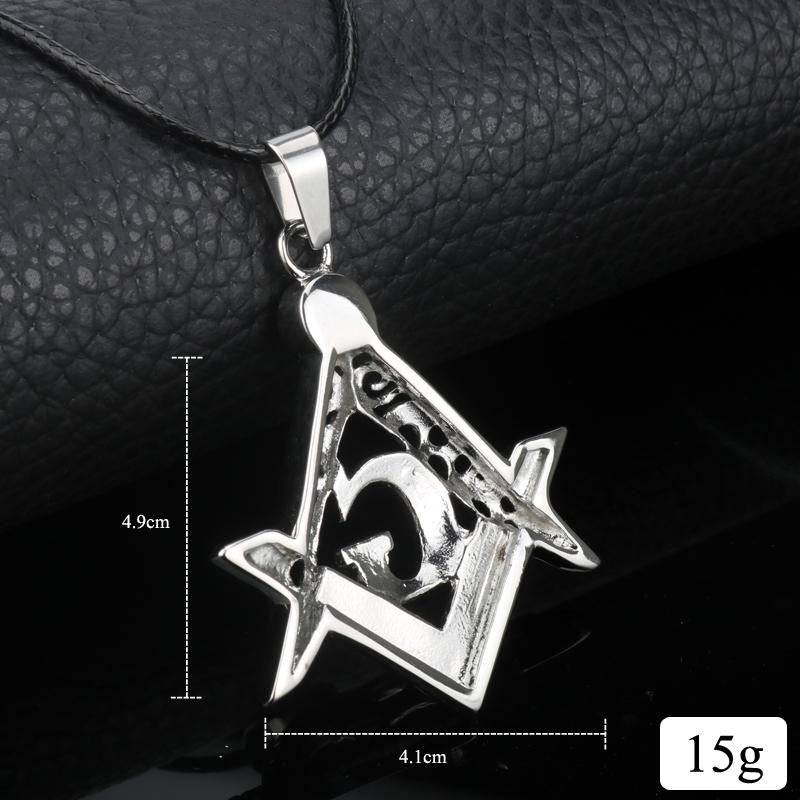 Master Mason Blue Lodge Necklace - Red Crystal Square & Compass G - Bricks Masons