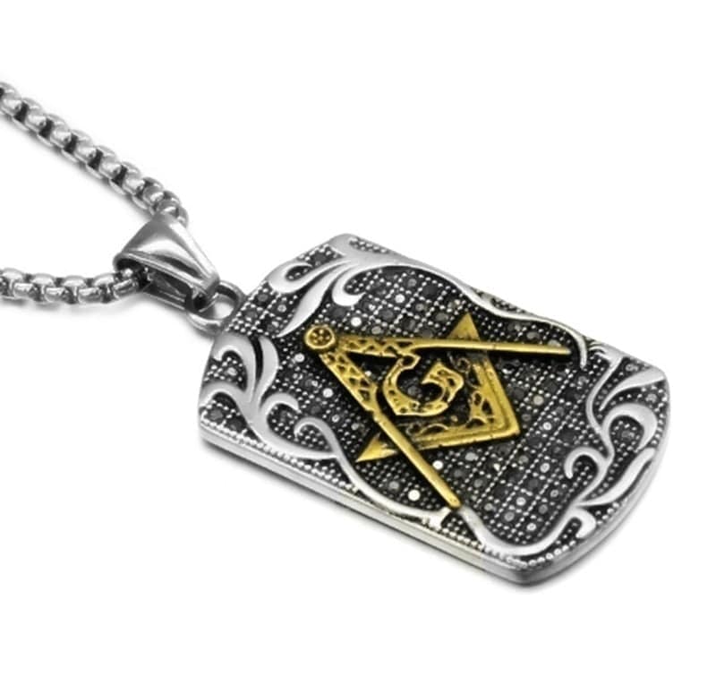 Master Mason Blue Lodge Necklace - Tag Motif [Gold & Silver] - Bricks Masons