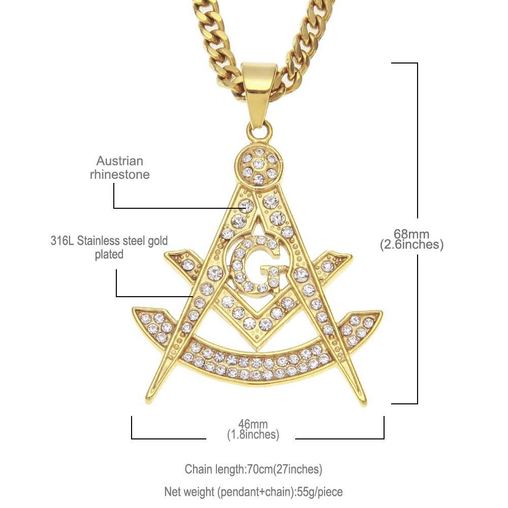 Master Mason Blue Lodge Necklace - Zirconia Stainless Steel - Bricks Masons