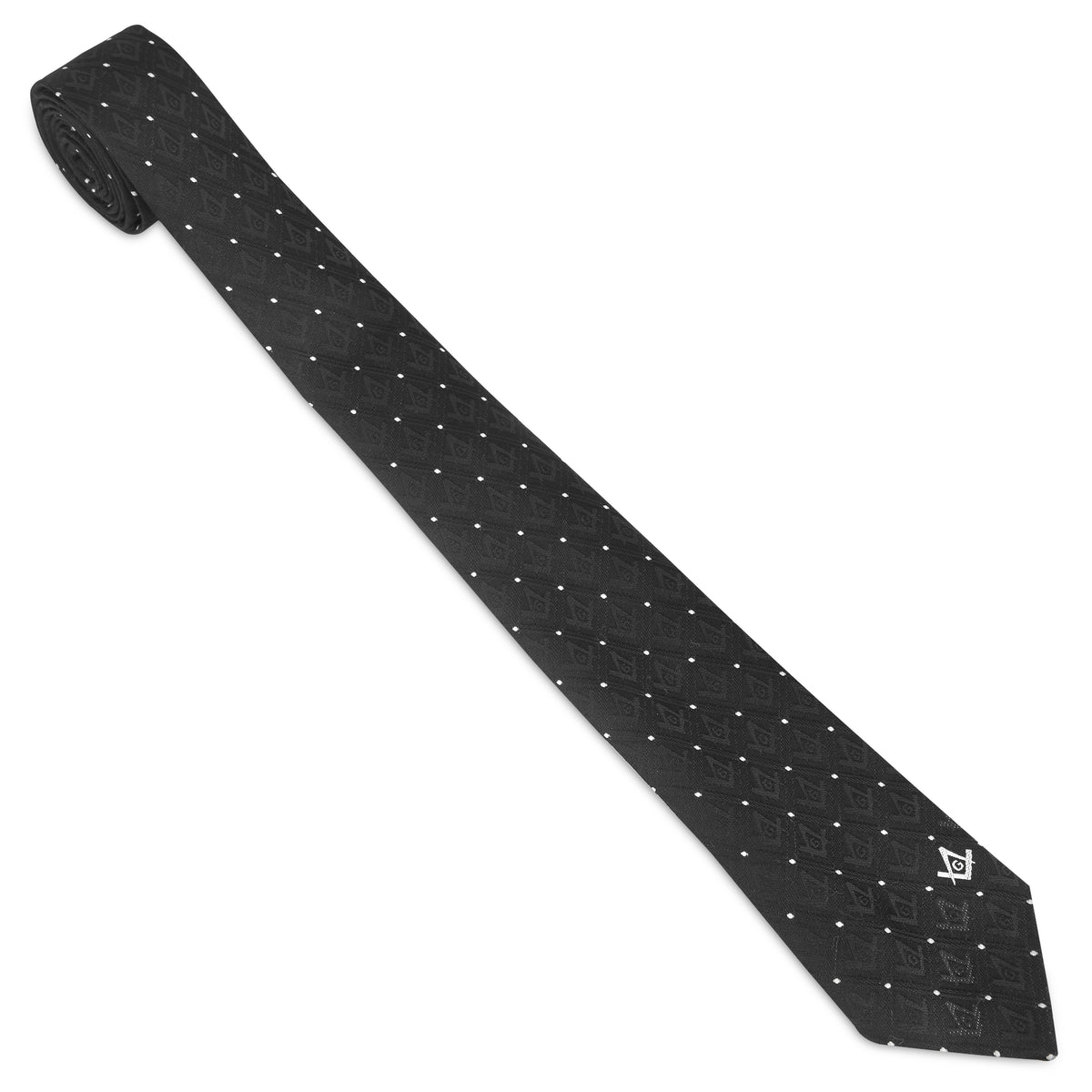 Master Mason Blue Lodge Necktie - Customizable Square & Compass G Pattern Machine Embroidery - Bricks Masons