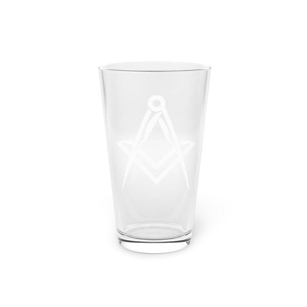 Master Mason Blue Lodge Pint Glass - Square & Compass 16oz - Bricks Masons