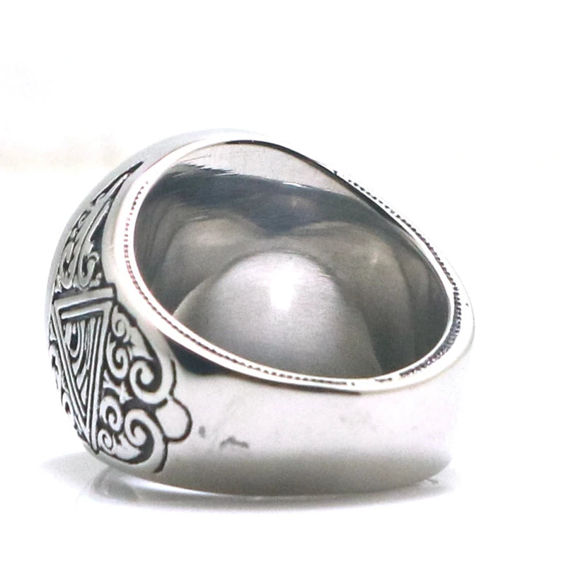 Master Mason Blue Lodge Ring - 316L Stainless Steel With Skull - Bricks Masons