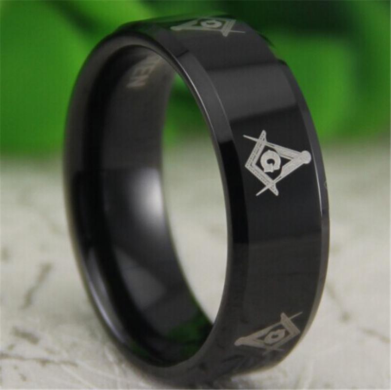 Master Mason Blue Lodge Ring - Reverse Comfort Fit Tungsten Personalizable - Bricks Masons